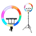  Rixus  - Professionele XXL SIZE - Selfie Ring Light 22inch / 56 CM + Holder Stick RXLG32 - 190 CM 