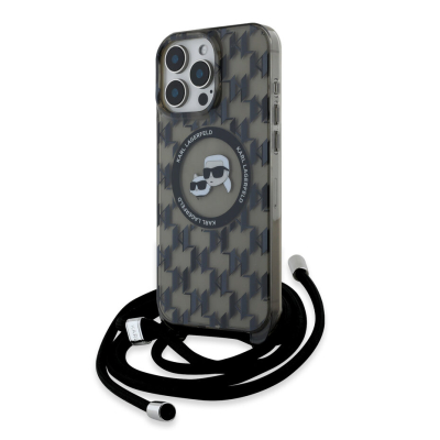 iPhone 16 Pro Max - KARL LAGERFELD - Monogram 4G Magsafe CrossBody hoesje - Zwart 