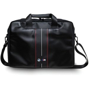 BMW M Line Carbon RED laptop tas leer - zwart