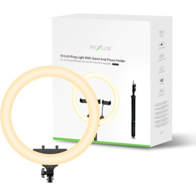  Rixus  - Professionele XXL SIZE - Selfie Ring Light 18inch / 56 CM + Holder Stick RXLG32 - 190 CM 