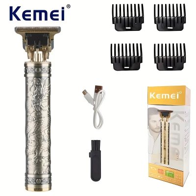 Kemei Vintage Barber Professionele - Baardtrimmer Titaniumlegering mes 