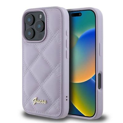 iPhone 16 Pro Max - GUESS Diamond Quilted Puffer Case - Paars 