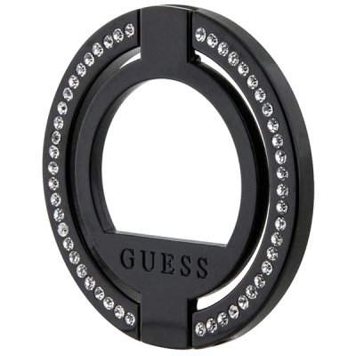 Gratis verzending Guess Rhinestone Magsafe Ring/Stand - Zwart 