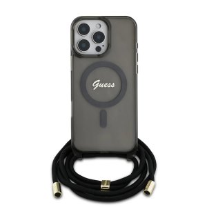 iPhone 16 Pro Max Guess Crossbody Magsafe hoesje Back - cover Hard case - Frosty black