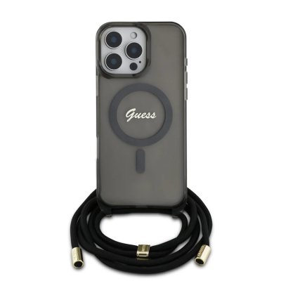 iPhone 16 Pro Guess Crossbody Magsafe hoesje Back - cover Hard case - Frosty black 