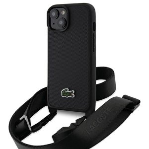 iPhone 15 Lacoste Crossbody Telefoonkoord hoesje - Zwart