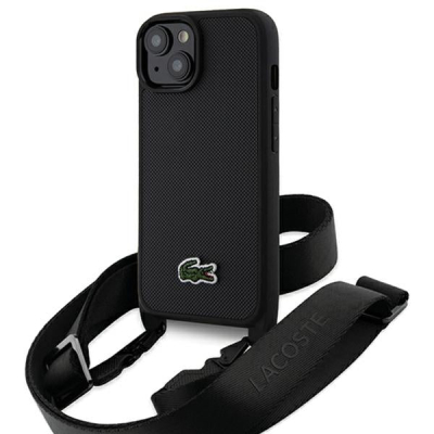 iPhone 15 Lacoste Crossbody Telefoonkoord hoesje - Zwart