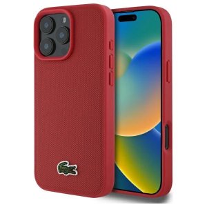 iPhone 16 Pro Rood - Lacoste Iconic Petit Pique MagSafe hoesje