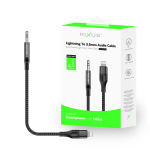 Rixus Electronics - Aux 3.5 To iPhone Lightning kabel 