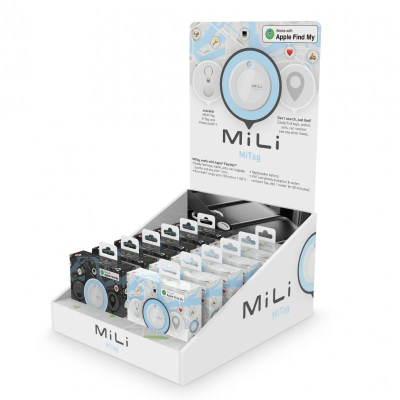 MiTag van MiLi & Leather case /  werkt met Apple® Find My / Twee kleuren WIT/ZWART 