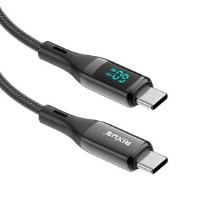 Rixus Electronics USB C To USB C 60W kabel High Speed Fast Charge - Data technologie  - Led Display